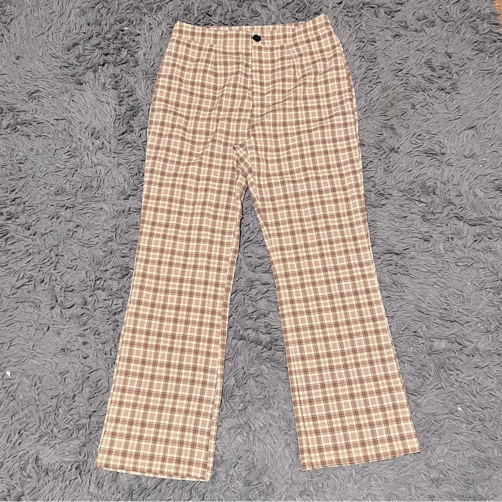 Plaid Straight Leg Pants
